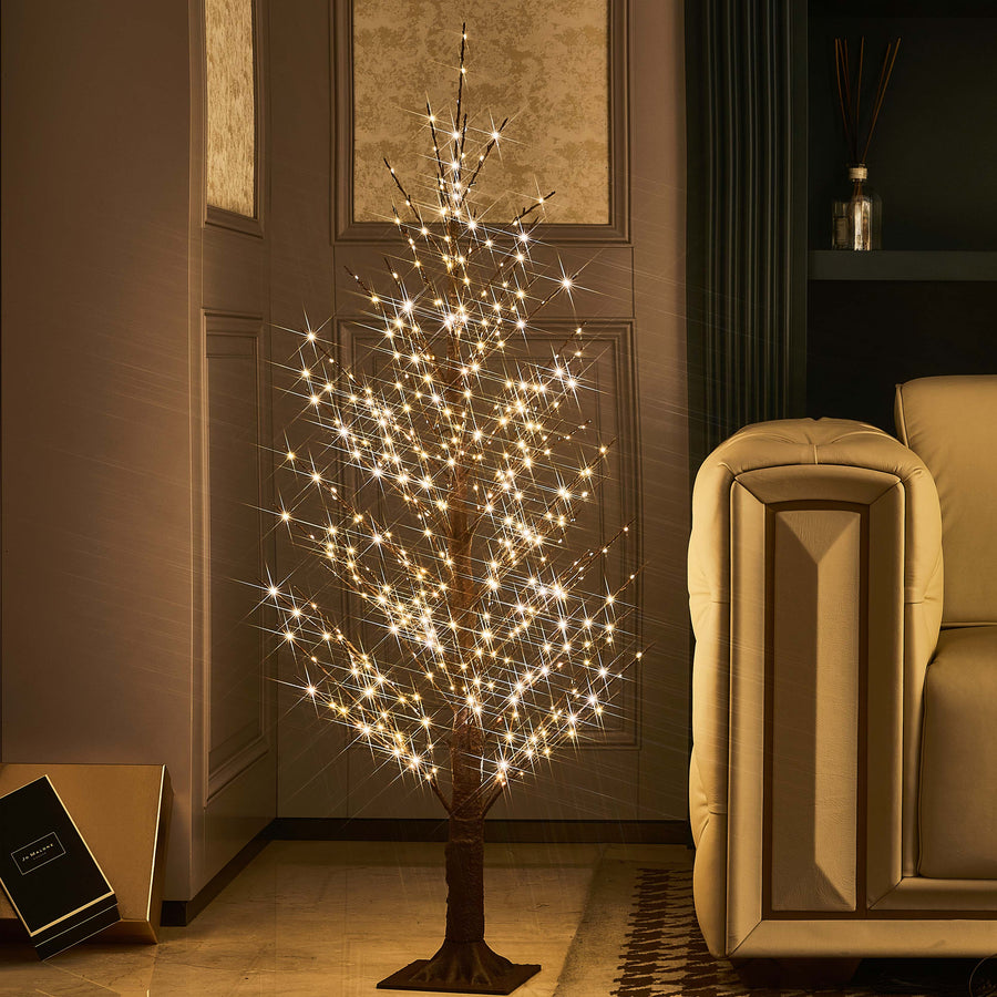 Hairui Lighted Brown Alpine Tree with 450L Fairy Lights 4FT