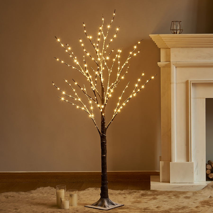 Hairui Lighted Snow Dusted Twig Tree 4FT for Home Christmas Decor