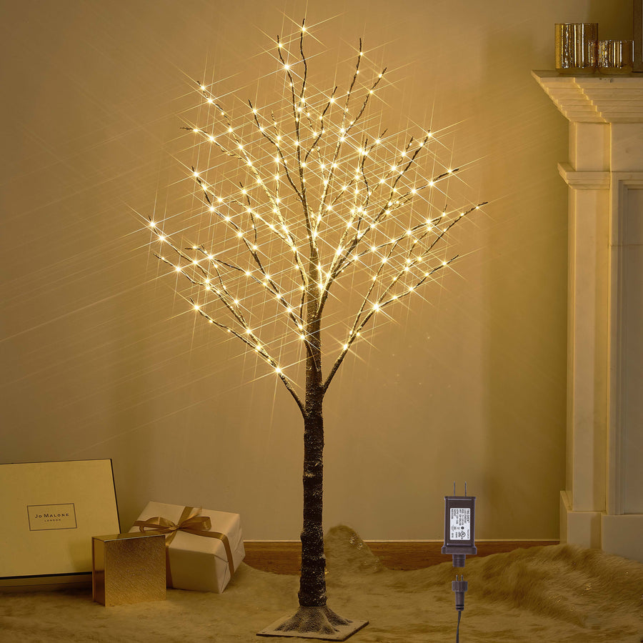 Hairui Lighted Snow Dusted Twig Tree 4FT for Home Christmas Decor