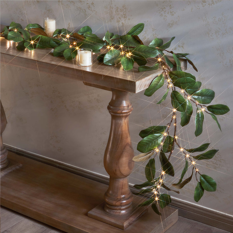 Hairui Lighted Magnolia Garland Timer 6FT