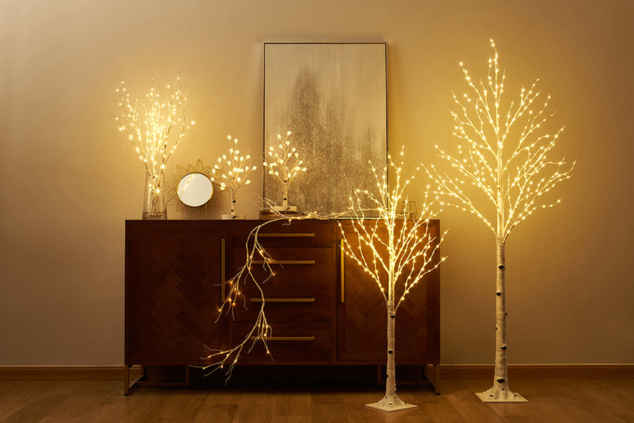 Hairui Lighted Birch Twig Tree with Fairy Lights 4FT