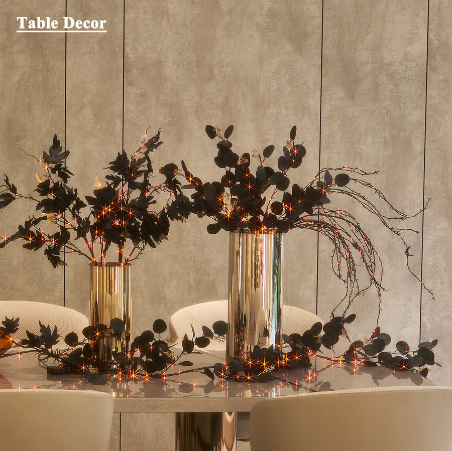 Hairui Lighted Black Maple Garland