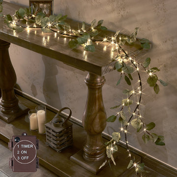 Hairui Lighted Eucalyptus Garland 6Ft Greenery Twig Vine Lights