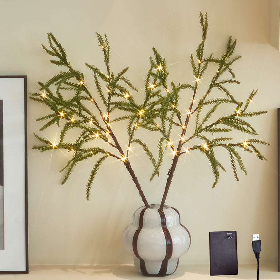 Hairui Lighted Norfolk Pine Branches for Home Christmas Decor