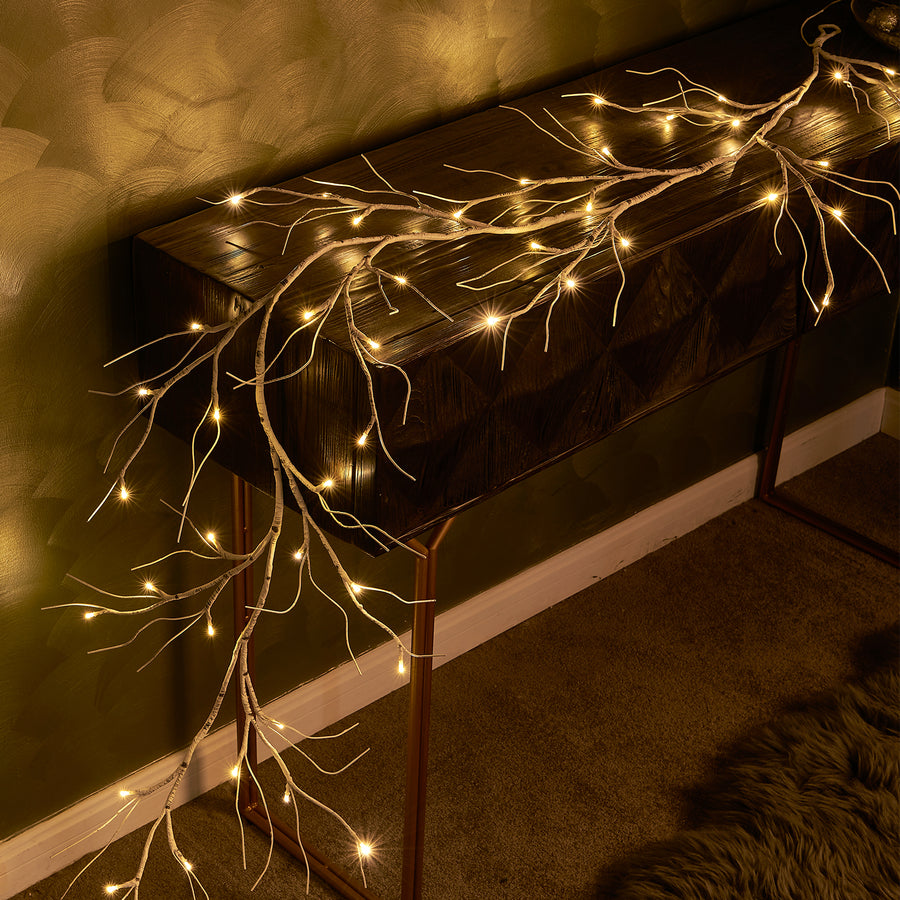 Fudios Pre-lit Twig Garland Lights Battery Operated with Timer