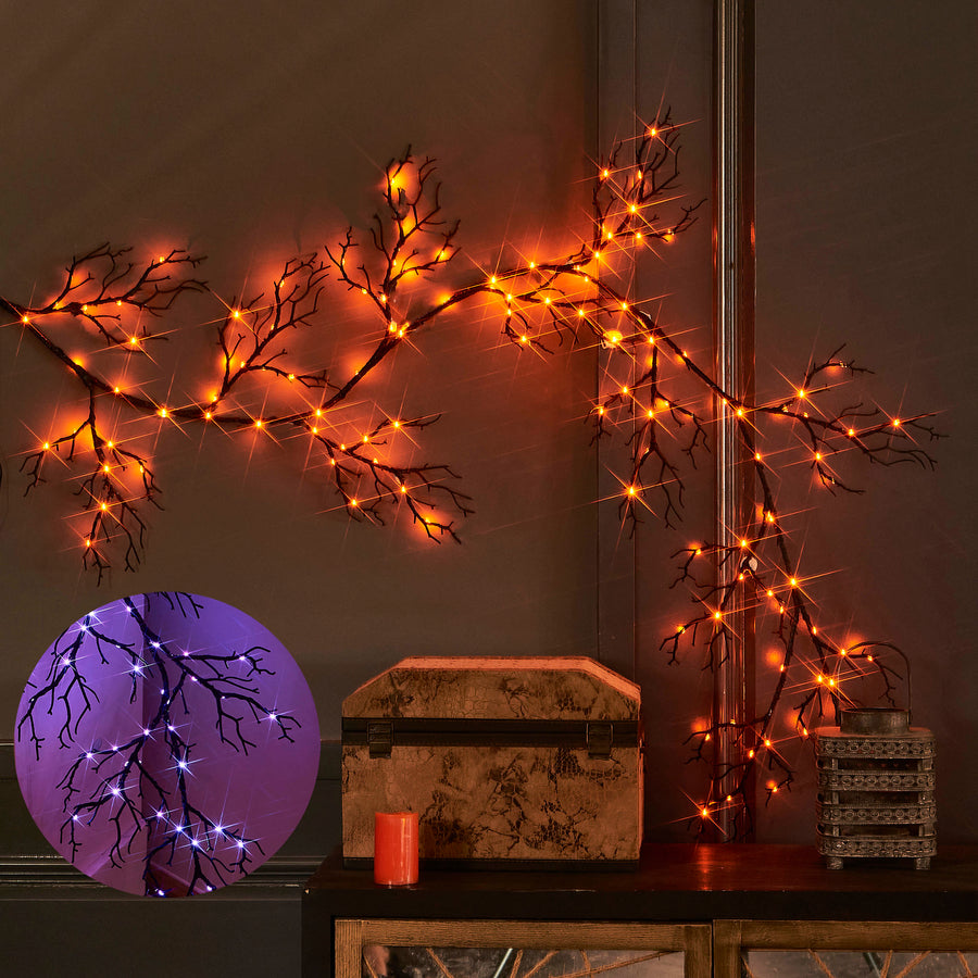 Lighted Halloween Garland 120 Bi-Color Lights